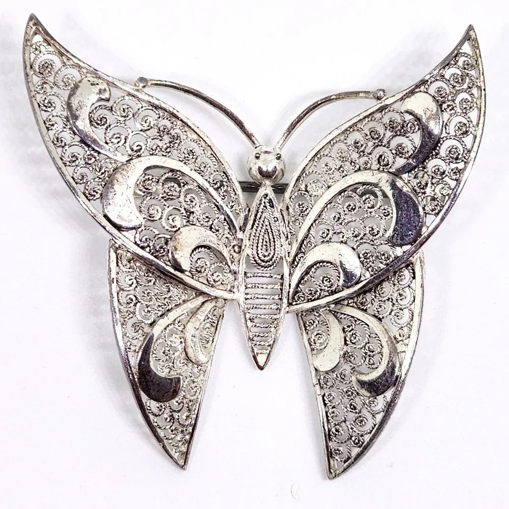 Vintage Sterling Silver ALICE CAVINESS Filigree Butterfly Germany Pin Brooch